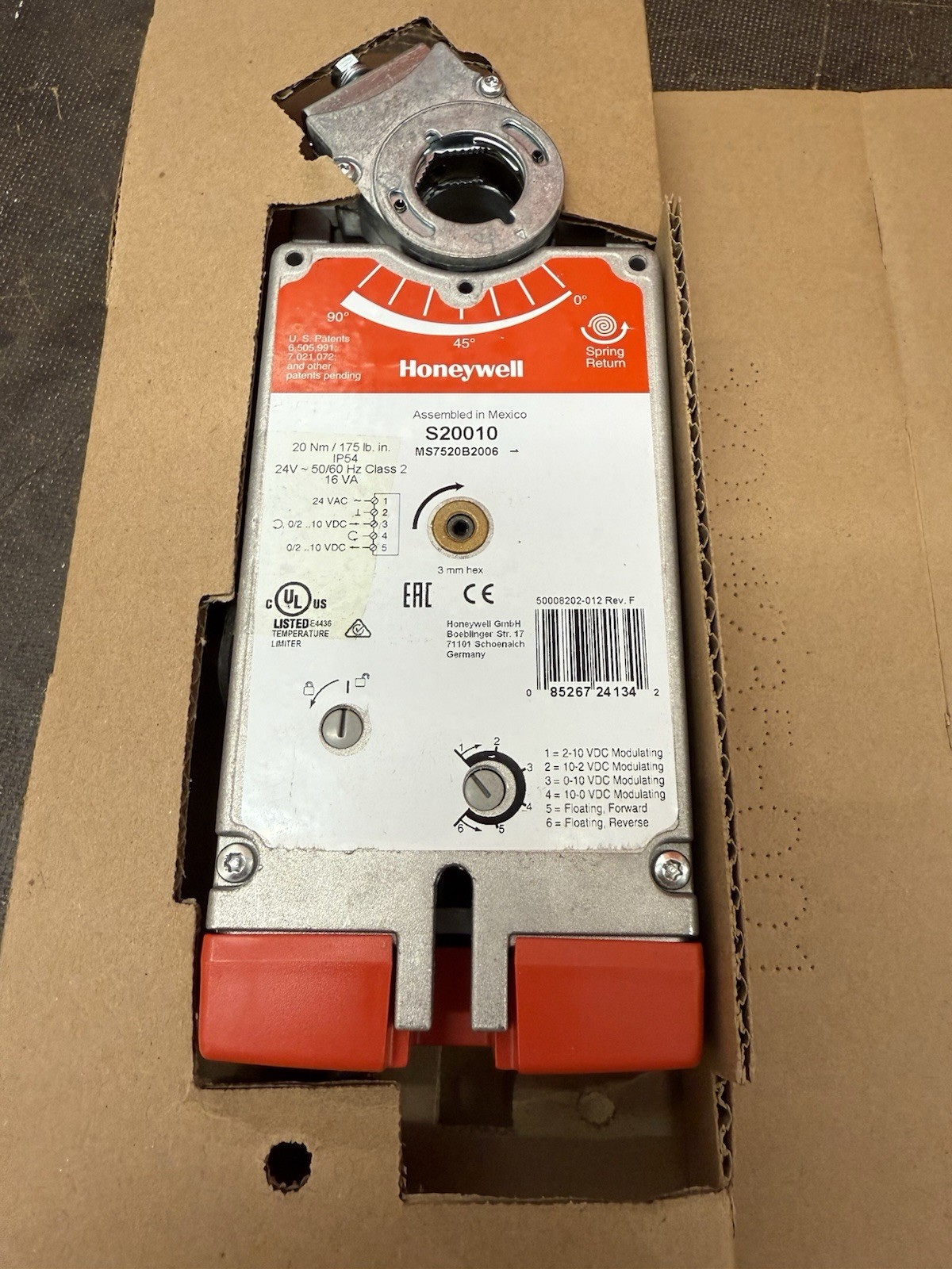 Moteur de registre Honeywell S20010-SW2 pour reguler le debit d'air