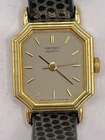Seiko Tank Watch Women's 16mm Gray Dial Gold Tone Octagon 2C21-5279 New Battery