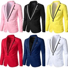 Herren Kerbe Revers Anzug Blazer Abendessen Kleid Jacke Schausteller Kostüm Mantel Top