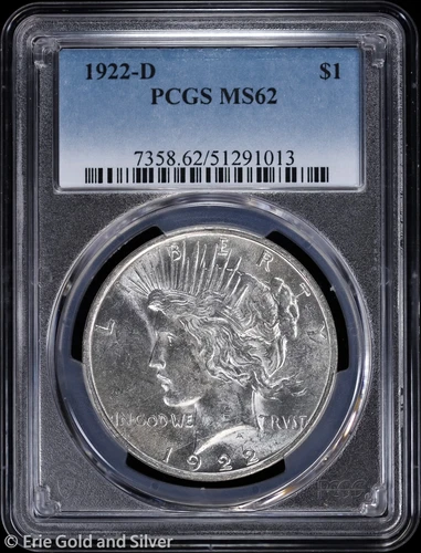 1922-D $1 Peace Silver Dollar PCGS MS 62 | Uncirculated UNC