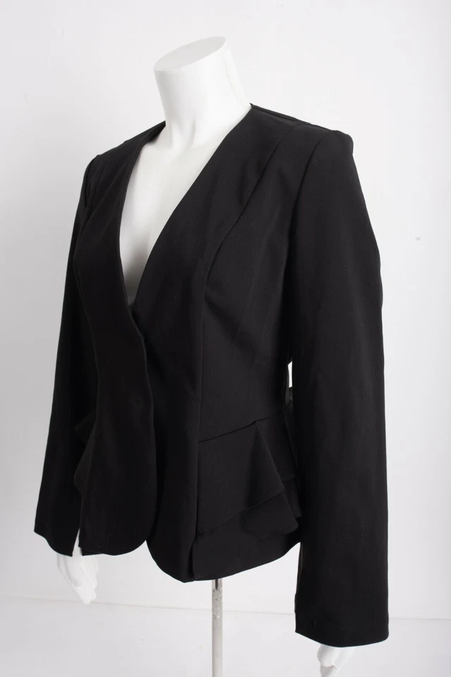 TopShop Mujer Blazer Traje Chaqueta EE. UU. 10 UE 42 Volantes Laterales Detalle Negro Nuevo con Etiquetas Foto 4 de 4