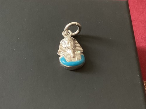 Ägyptischer massiver Sterling und blaue Emaille Tutanchamun Charm/Anhänger