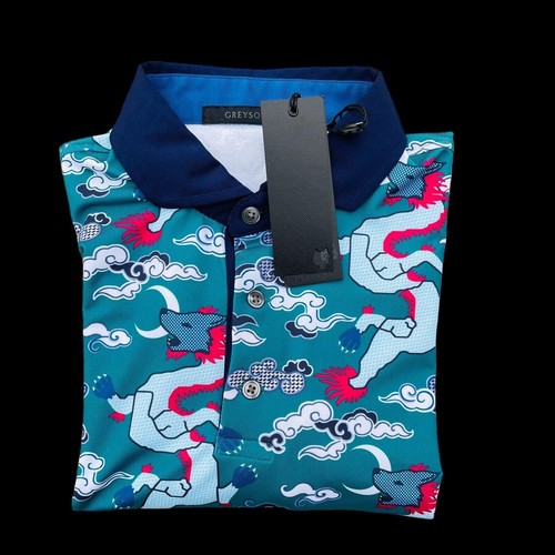 Greyson Golf Wolf kurzärmliges Poloshirt mit Drachenmuster Größe Large 115 $ - Bild 11 von 11