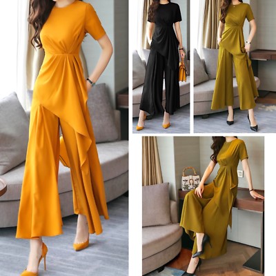 Completo Donna Pantaloni Larghi Maglia Asimmetrica Woman Pants Set SETWOM01  P | eBay