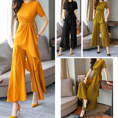 Completo Donna Pantaloni Larghi Maglia Asimmetrica Woman Pants Set SETWOM01  | eBay
