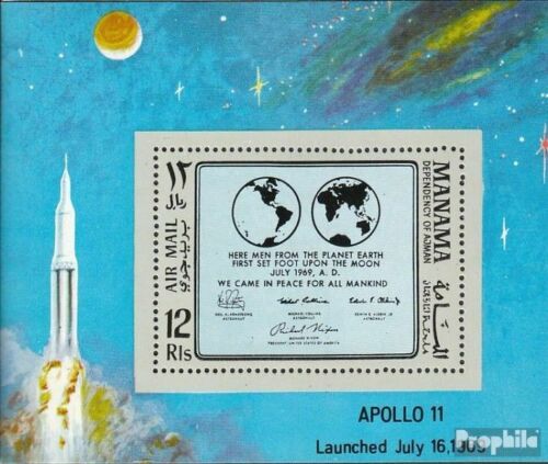 Manama Bloque 41A (edición completa) nuevo 1969 Apolo 11 - Imagen 1 de 1