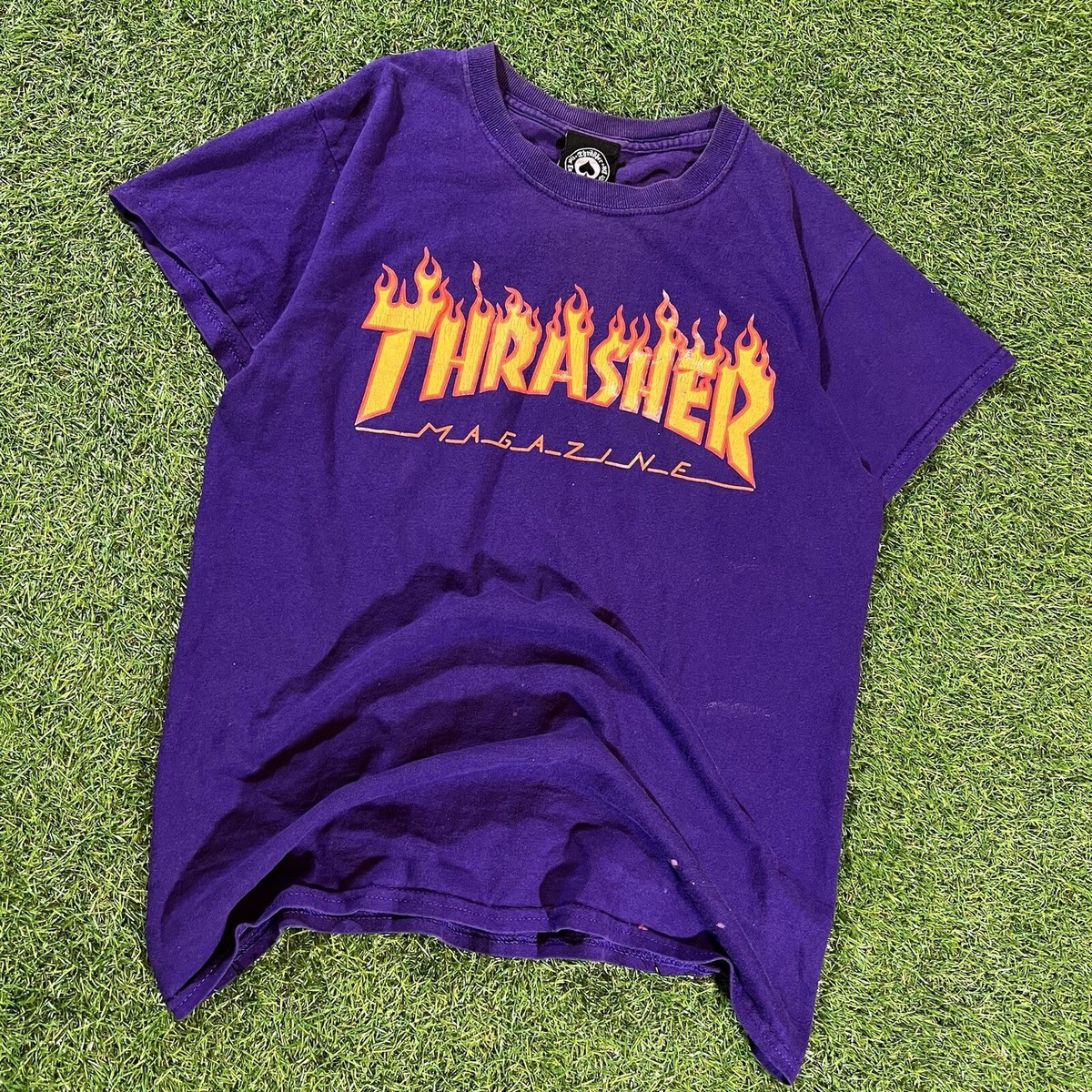 Thrasher Tee Purple Men's Thrasher Magazine Skate Flamed Logo