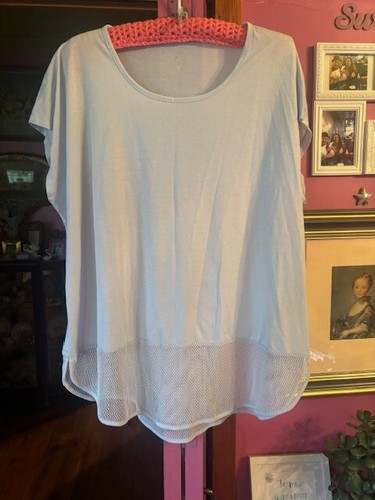Lovely Target Active Stretch Powder Blue Gym Activewear Mesh Hem Top 20 NWOT