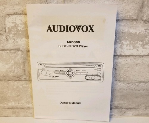 Audiovox AVD300T AVD 300T Car Mobile Slot In DVD CD MP3 Player Owner's Manual