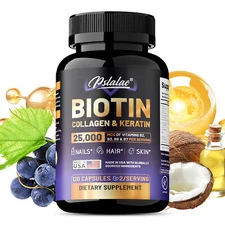 Biotin, Collagen & Keratin - Anti-Aging, Support Healthy Hair, Nails & Skin