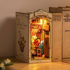 Rolife DIY Romantic Floral Corner Book Nook Kit Wooden Bookshelf Insert Decor