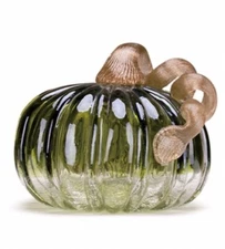 Glitzhome Green Crackle Short Glass Pumpkin Décor-New Condition