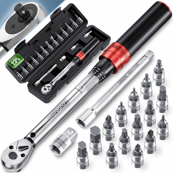 "Monzana® DrehmomentschlüSsel Fahrrad 1/4\" 1-25 Nm ±3% Motorrad Set Ratsche"-image