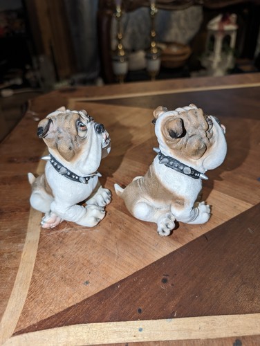 2 Englische Bulldogge Harz Figur Skulptur Welpe Hund Haustier Tier Lebensecht - Bild 2 von 4