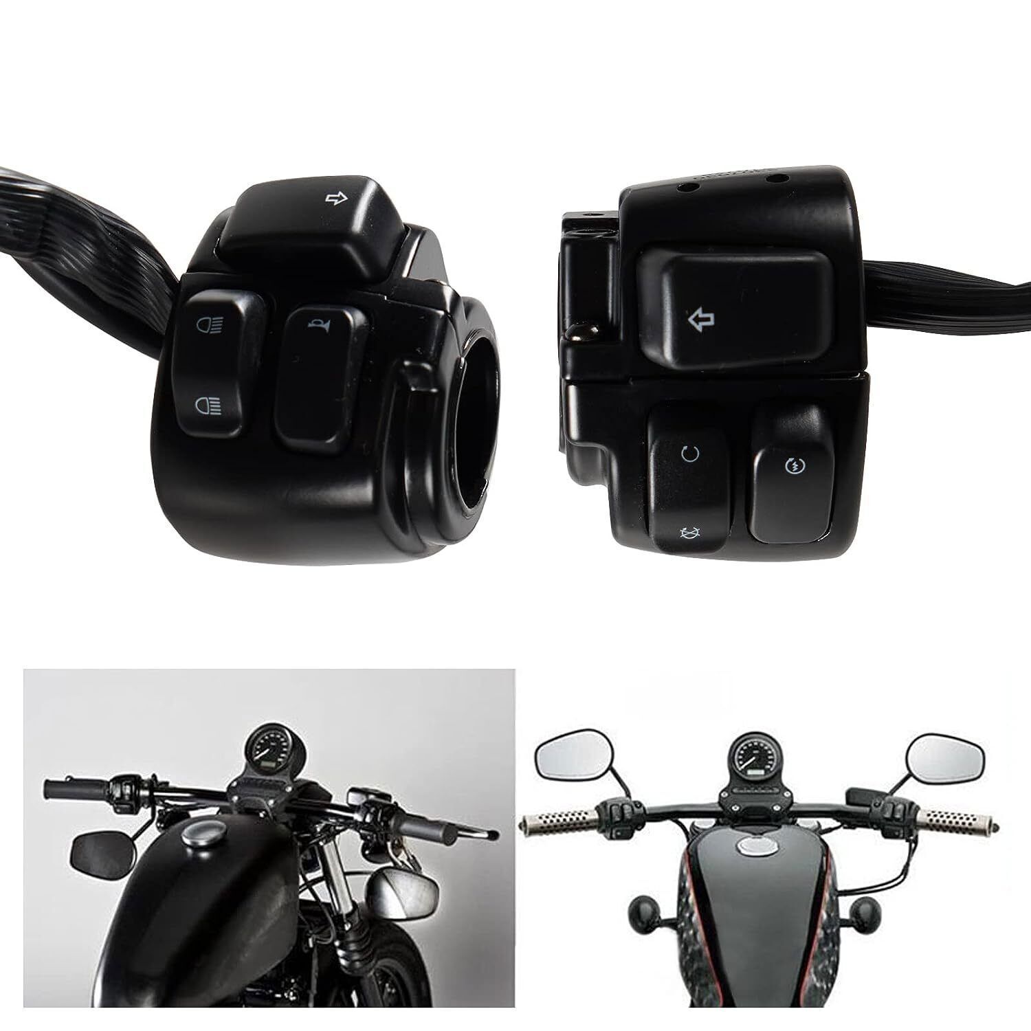 NOLLAM Handle Switch Button For Harl&ey Softail For Dyna For Sportster 883 1200 V-Rod TO&UR&IN&G Electra Glide Motorcycle 1" 25mm Handlebar Turn Signal Control Switch (Color : Blackone - Foto 14