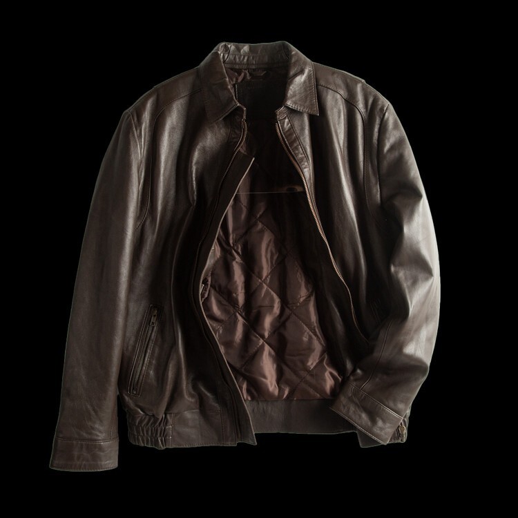 Men's Genuine Leather Bomber Jacket 4248 - Classic Aviator Style-image