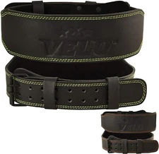 VELO Power Weight Lifting Buffalo Hide 4" Leather Belt Gym Fitness Back Support