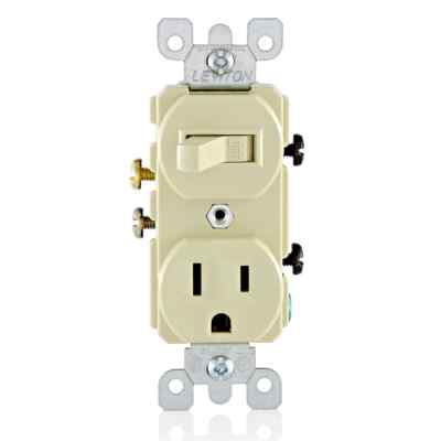 Leviton 5225-I Duplex Combination Switch and Receptacle 15 A 120/277 VAC