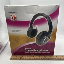 Radio Shack Black Stereo Comfort Headphones 33-1225 Full Sized, In Original Box