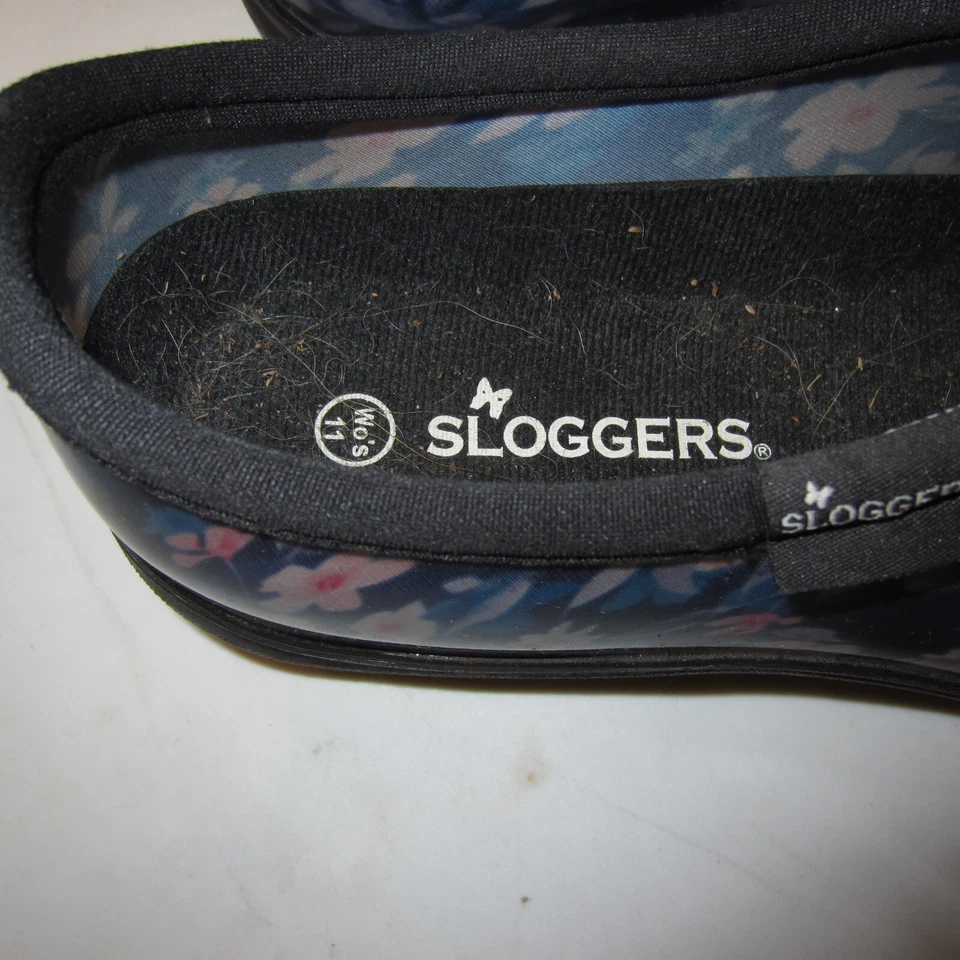 Zapatos de jardín Sloggers talla 10 para mujer púrpura estampado floral impermeables informales sin cordones Foto 3 de 4