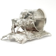Figural Silverplated Napkin Ring with the USN Goat & Government Building.