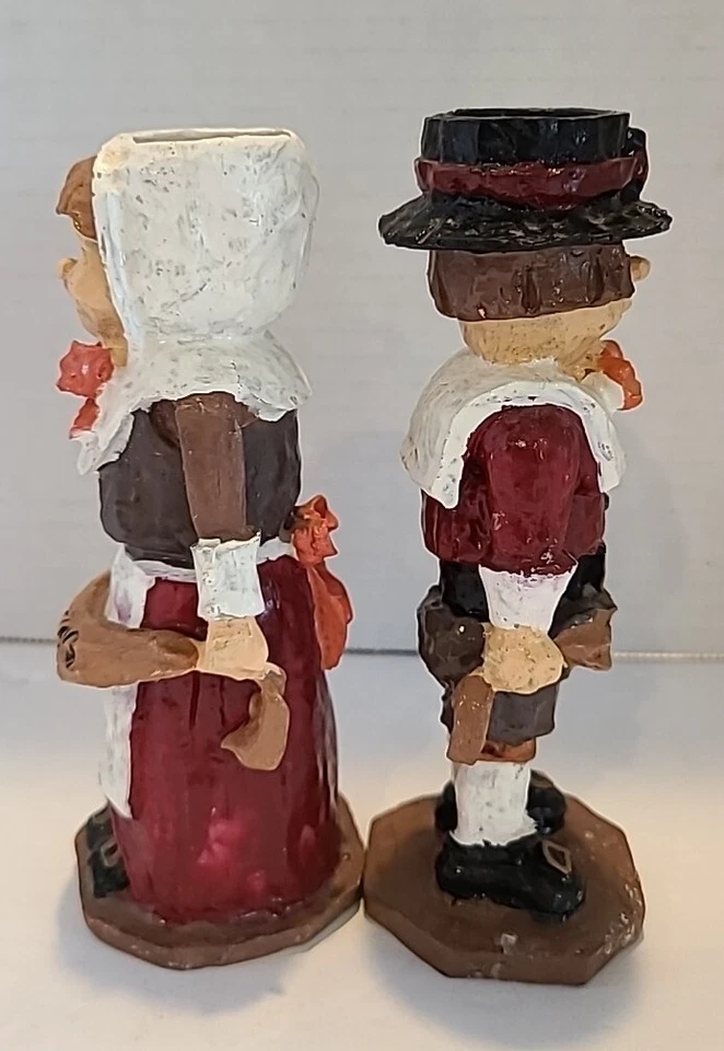 Candelabro de Acción de Gracias Hermitage Pottery 1997 2 peregrinos Foto 3 de 4