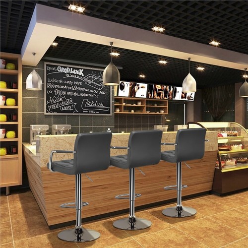 Set of 2 Height Adjustable Bar Stools Bar Counter Chairs with Backrests Footrest - Picture 56 of 132