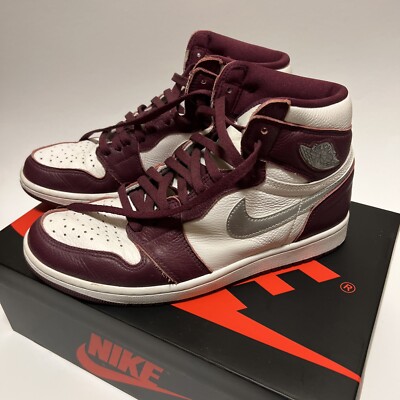 Nike Air Jordan 1 High OG Bordeaux Weiß Silber 44 US 10 Schuh Gebraucht Sneaker