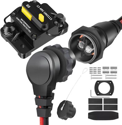 MKR-28 Plug and Receptacle + MKR-27 Circuit Breaker for Minn Kota Trolling Motor