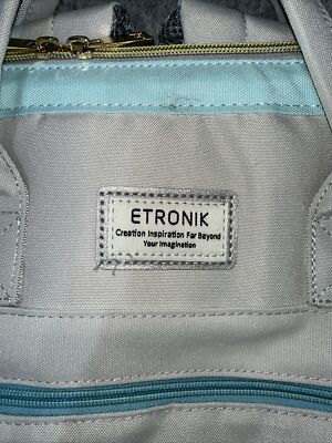 ETRONIK  Light Gray and Blue Women\'s Lunch Backpack Laptop Amazon.com: ETRONIK Lunch Backpack, 15.6 Inch Laptop  main image 3
