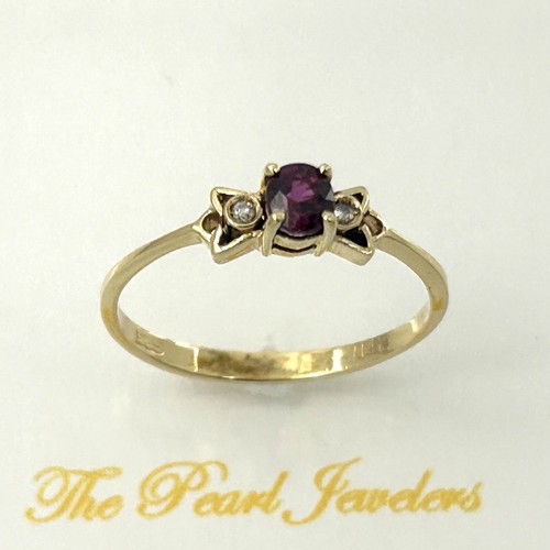 14k Yellow Solid Gold Genuine Diamonds, Natural Red Oval Ruby Ring - Picture 6 of 10