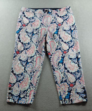 Talbots Women's Pants Navy Size 14 Perfect Crop Paisley Floral Stretch High 25"