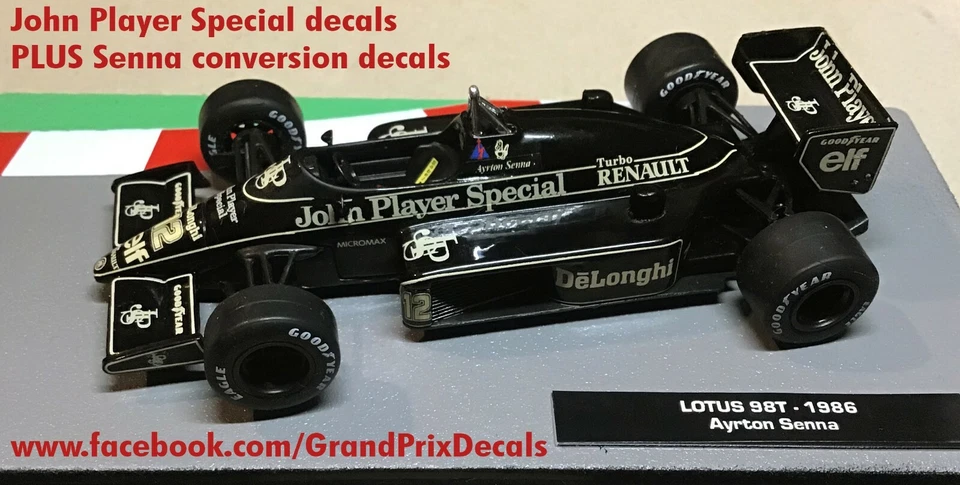 LOTUS 98T 1986 water slide DECALS - JPS / Senna / Laurels 1:43 F1 Car Collection - Image 4 of 4