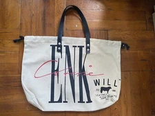 Will Leather Goods Canvas Tote Bag w/ Leather Handle New York ENK 19.5”W X 14.5”