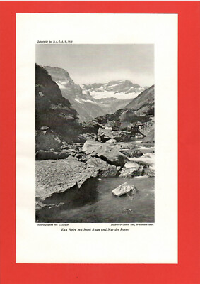 Eau Noire with Mont Ruan and Mur des Rosses (G. Zindler) 1910 - [AV-033]