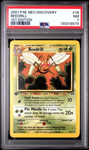 Pokemon Neo Discovery 1st Edition Beedrill 18/75 PSA 7
