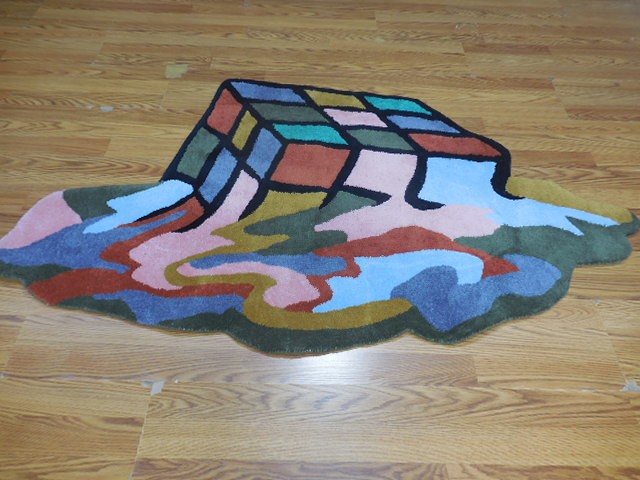 Tibetan Cube Abstract Rug Shape Handmade Kids Boho Rug Aesthetic Rug 3x5 Ft