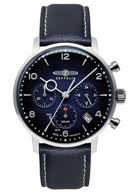 ZEPPELIN Herren Armbanduhr LZ129 Hindenburg Solar Chronograph Blau 41mm