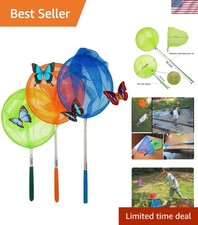 Durable 3 Pack Extendable Butterfly Nets Engage Kids in Nature Exploration