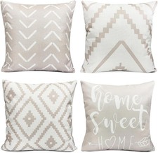 Decorative Throw Pillow Covers 16X16 Inch Set of 4 Light Khaki Pillow Covers for
