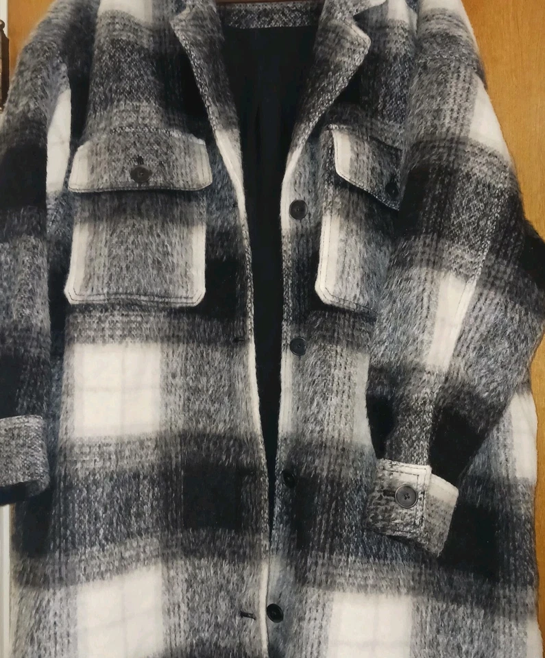 Abrigo de invierno para mujer 4x antiguo azul marino de piel polar. Buffalo Check. Nuevo. Venta al por menor $75 Foto 3 de 4