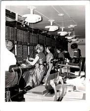 1950s Telephone Exchange Operators Switchboard Room Industrial Photograph