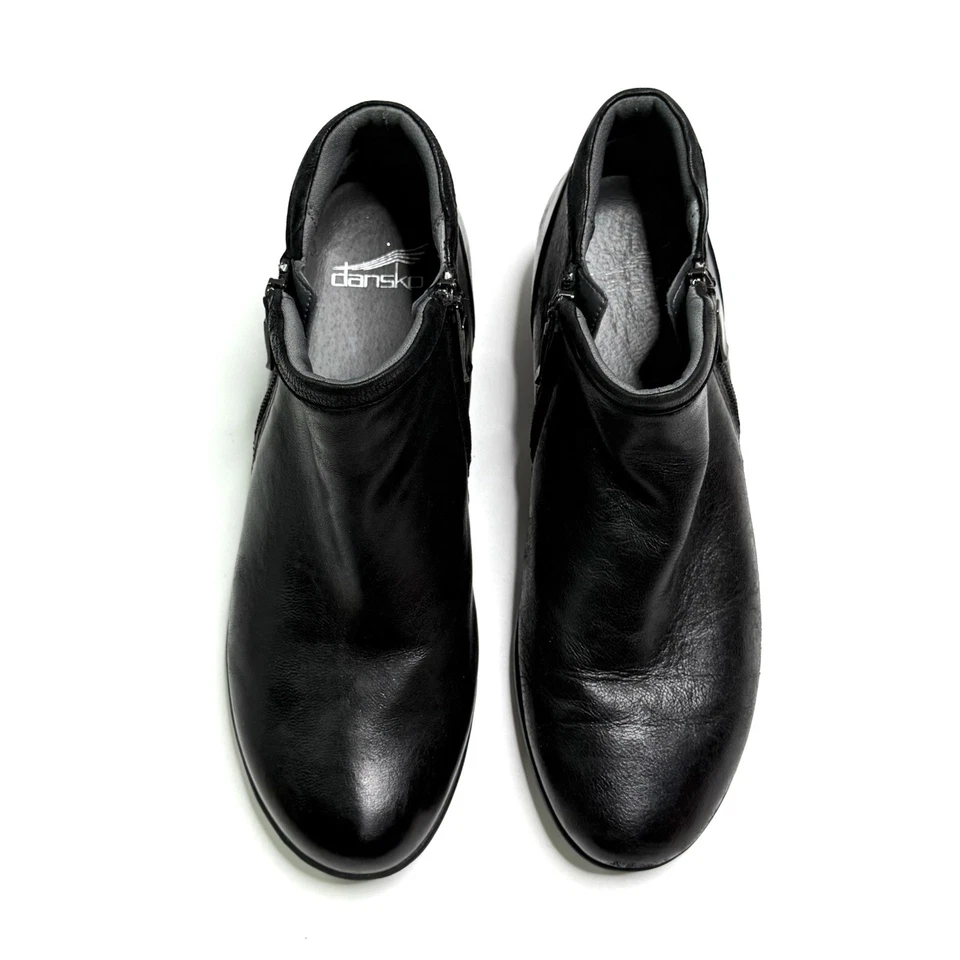 Botines Dansko Miki negros nobuck bruñidos cremallera cuña cómoda 38 EE. UU. 7,5/8 Foto 2 de 4