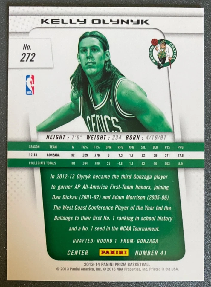 2013-14 Panini Prizm Kelly Olynyk #272 Rookie RC - Image 2 of 2