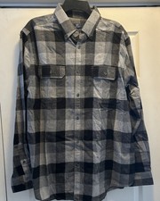 George Men's Long Sleeve Plaid Flannel Shirt Size L 42-44 Gray/Black NWOT