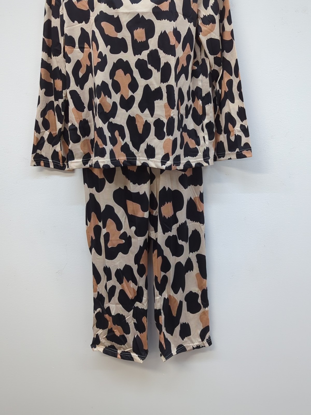 Women's Loungewear Set 2 Pcs Long Sleeve Top & Pants Pajama Set S Leopard Print