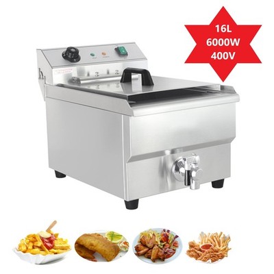 Edelstahl Gastronomie Imbiss Elekto Friteuse Fritteuse Fritöse 16L 380-400V 6kW