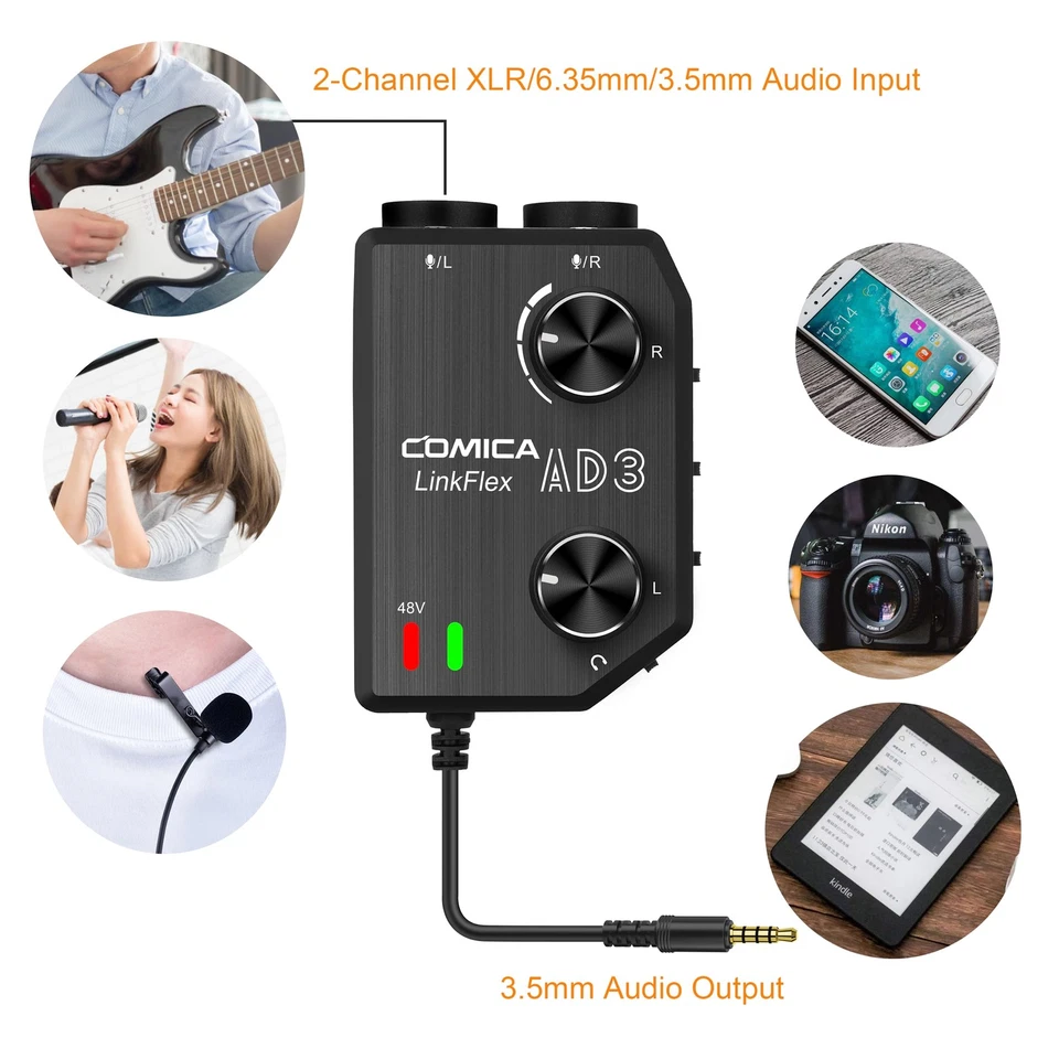 LINKFLEX.AD3 2-Channel XLR | 3.5mm | 6.35mm Microphone Mixer Preamp - Image 4 of 4