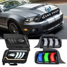 Projector Headlights+LED RGB Tail Lights For 2005-09 Ford Mustang Animation Sets