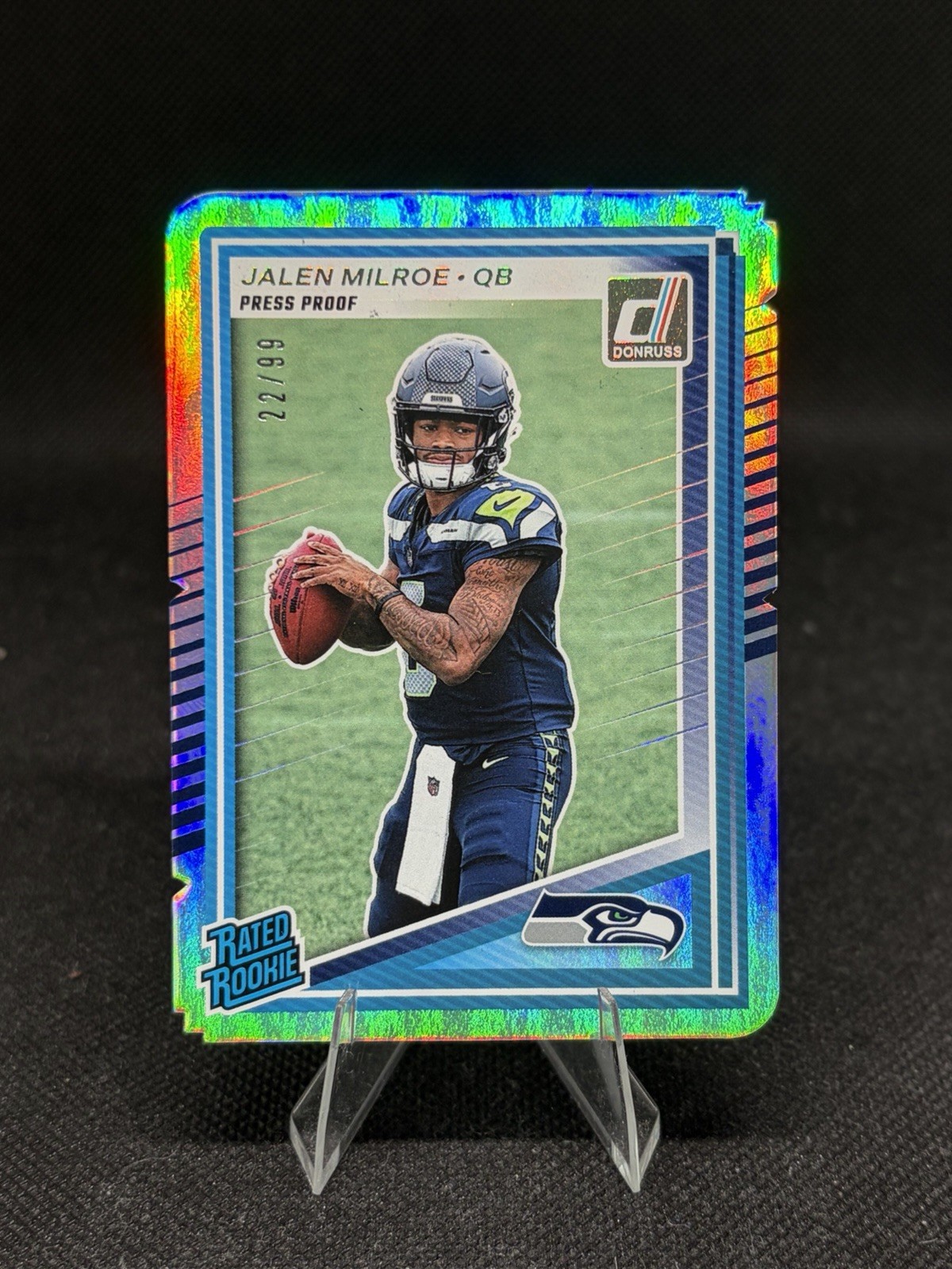 Jalen Milroe 2025 Donruss Rated Rookie /99 Press Proof Silver Die-Cut RC #307